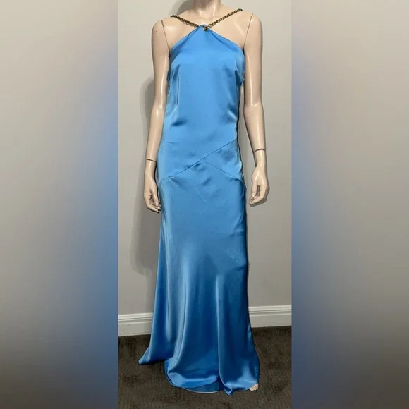 chinese dress ladies Ivory Halter Maxi with Chain
